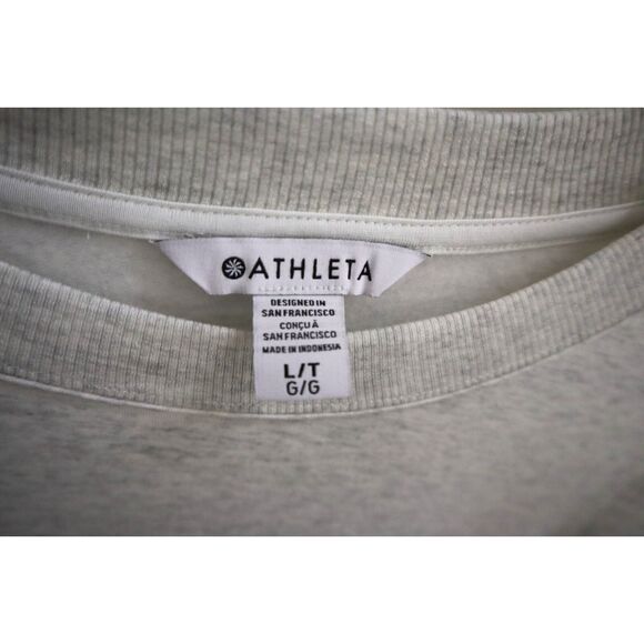 Athleta 659310 Women's Sz L/Tall Fog Gray Heather Coaster Luxe Sweatshirt Dress - Picture 3 of 16